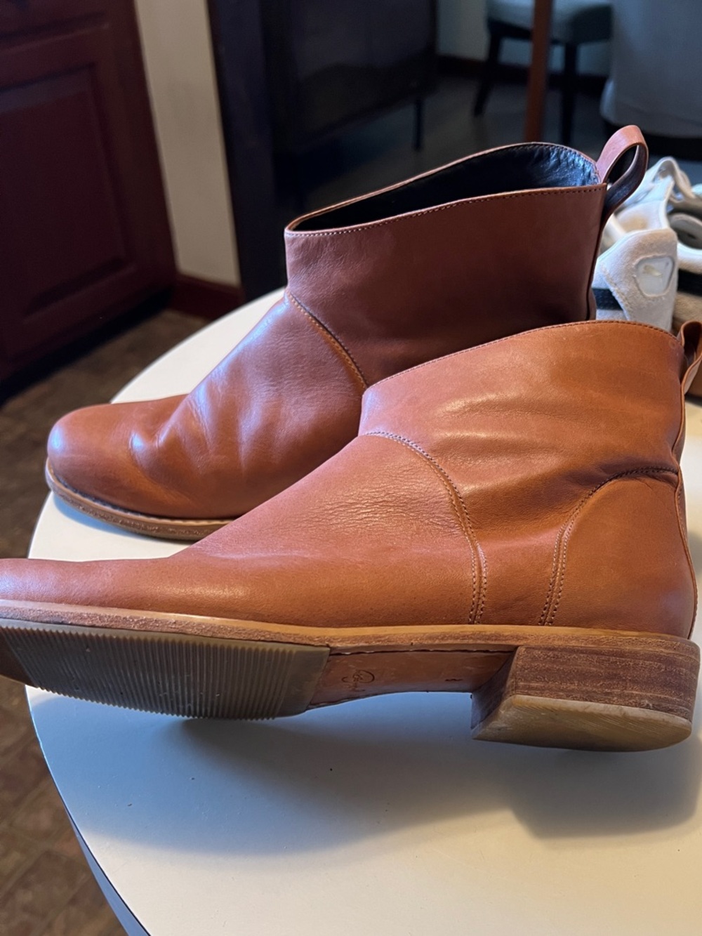 Women’s Leather Ankle Boots - Tan Brown